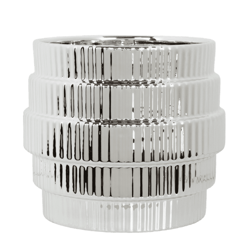 Cache-pot allure empire brillant argenté - ø12 cm x h12,5 cm