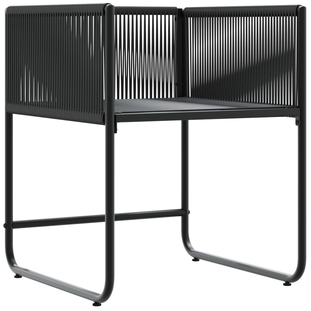 Chaises de jardin avec coussins 4 pcs noir rattan poly