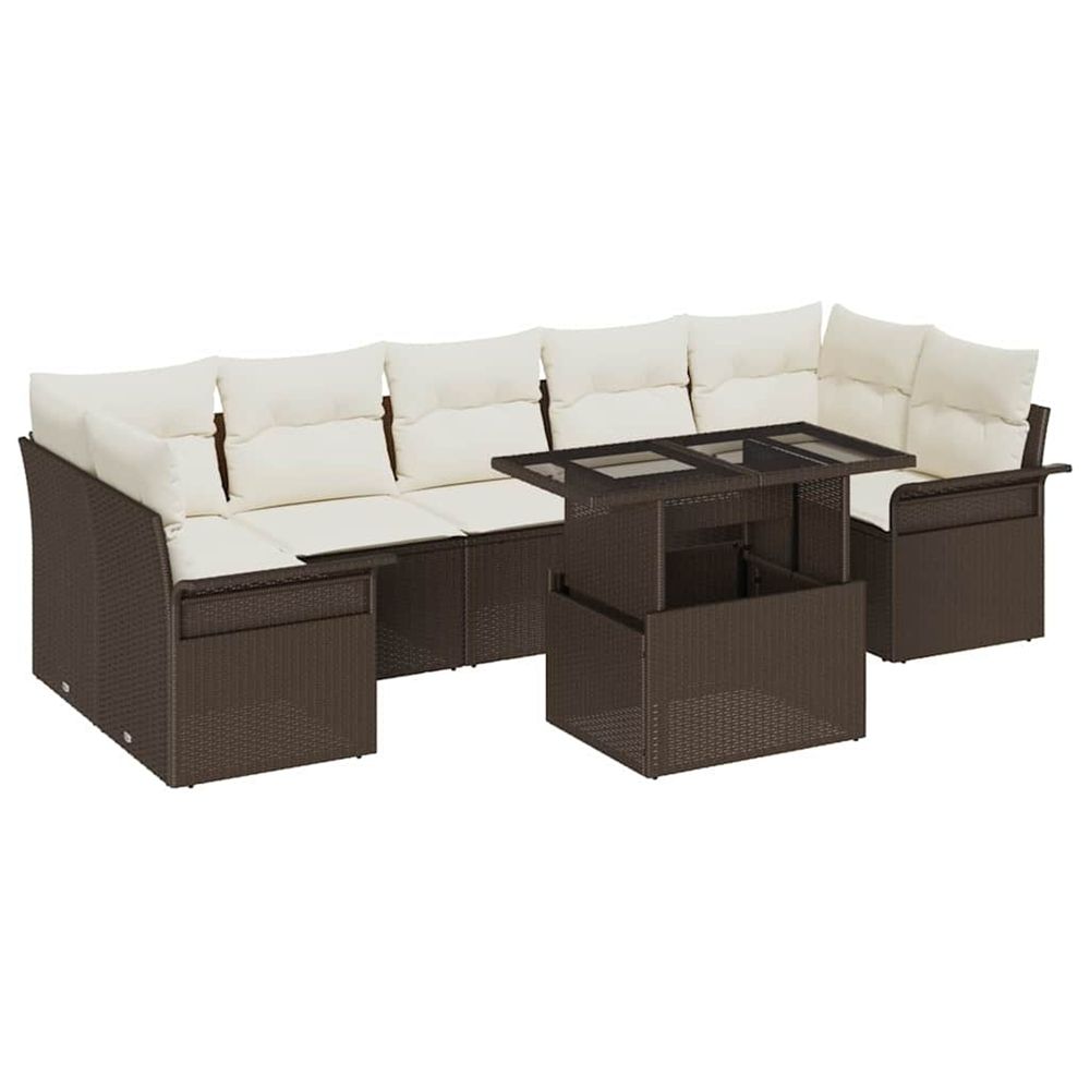 Ensemble de canapé de jardin 8 pc marron