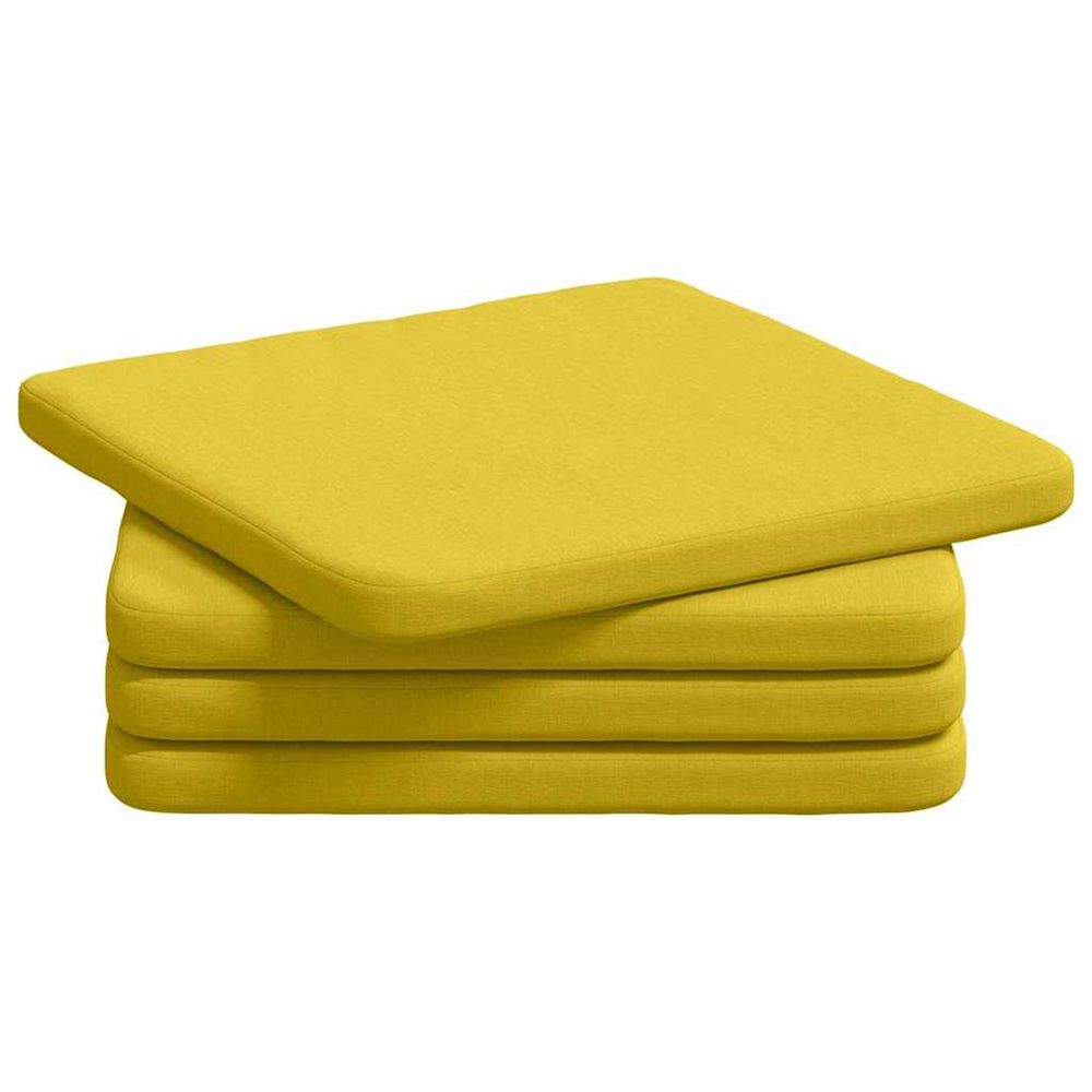 Coussins de siège 4 pc tissu jaune clair 40 x 40 x 3 cm