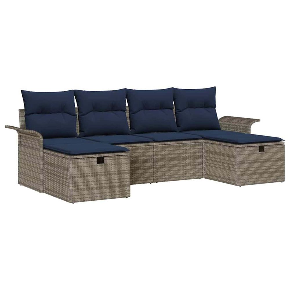 Ensemble de canapé de jardin 6 pc poly rotin