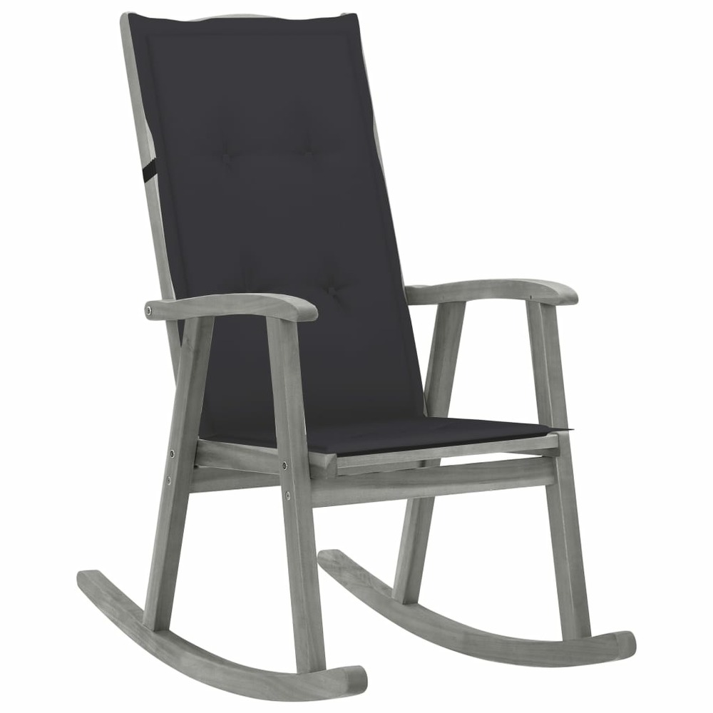 Chaise à bascule avec coussins gris bois d'acacia massif