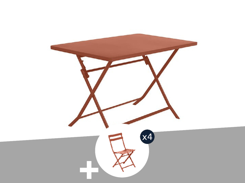 Table de jardin rectangle greensboro 110 x 70 cm ambre avec 4 chaises