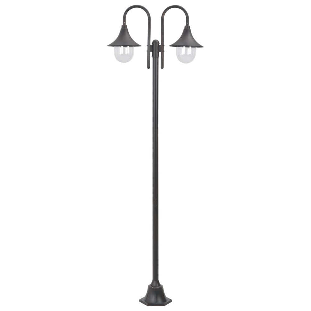 Lampadaire de jardin e27 220 cm aluminium 2 lanternes bronze marron