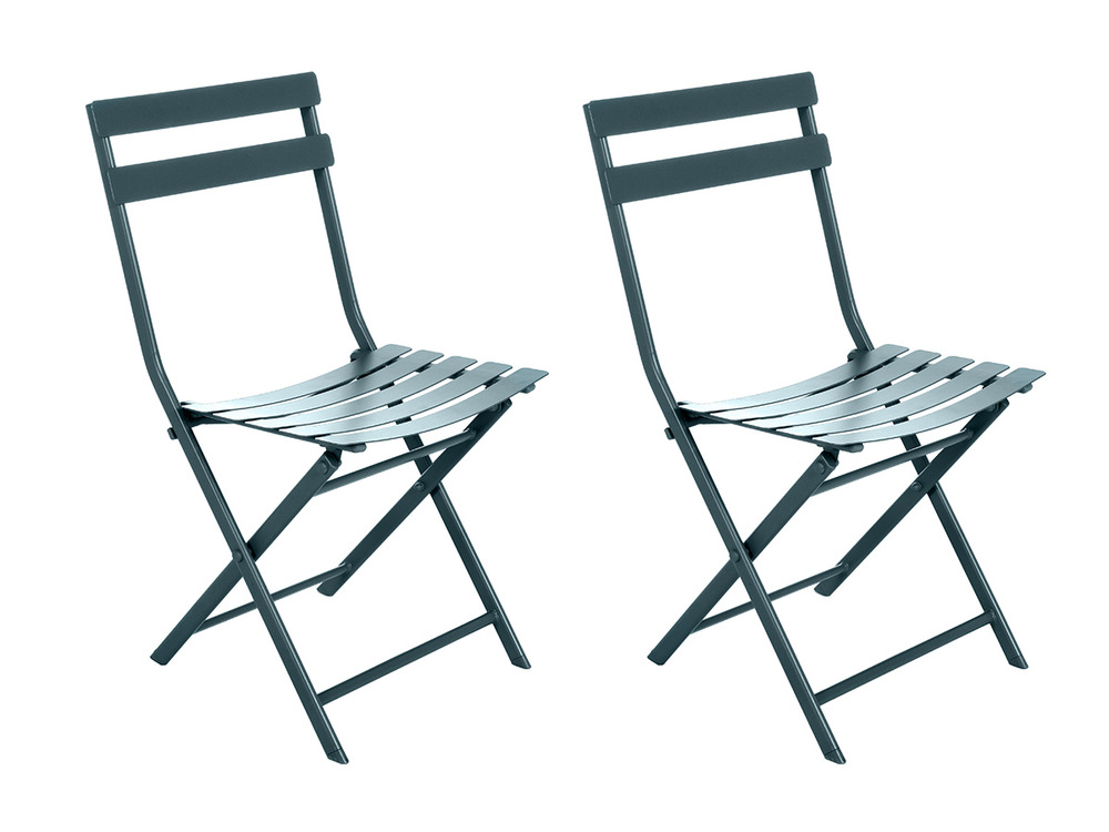 Lot de 2 chaises de jardin métal pliante greensboro bleu canard