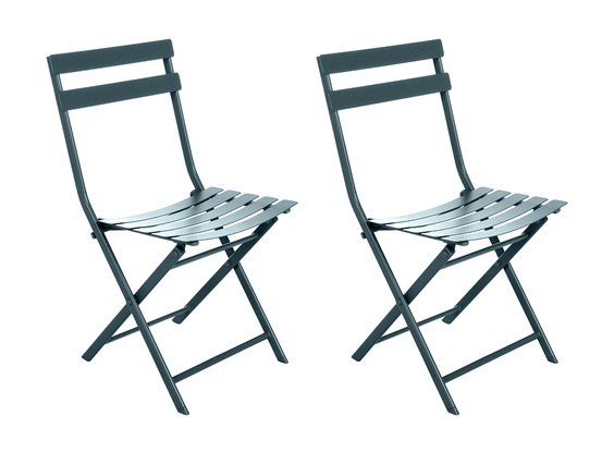 Lot de 2 chaises de jardin métal pliante greensboro bleu canard