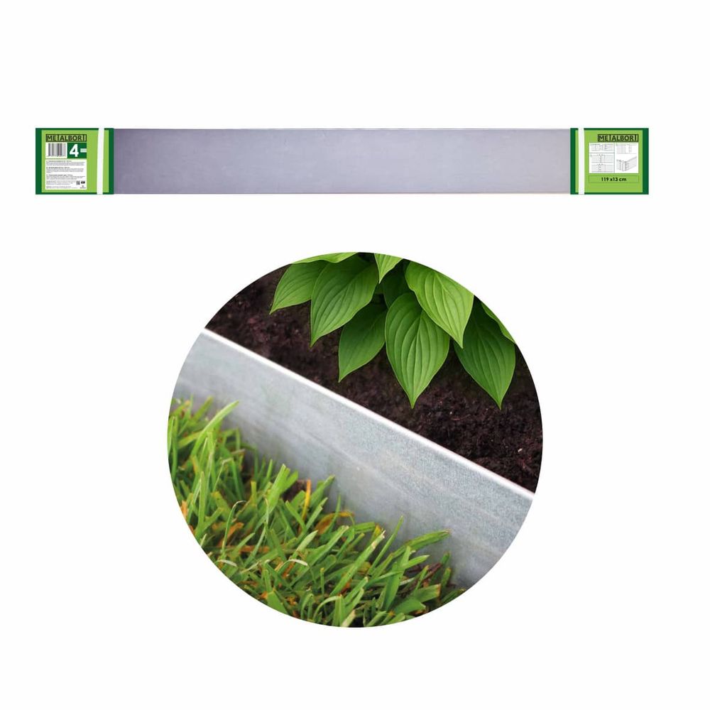 Bordure de jardin en acier galvanisé flexible 119 x 13 cm, lot de 16 (19,04 m)