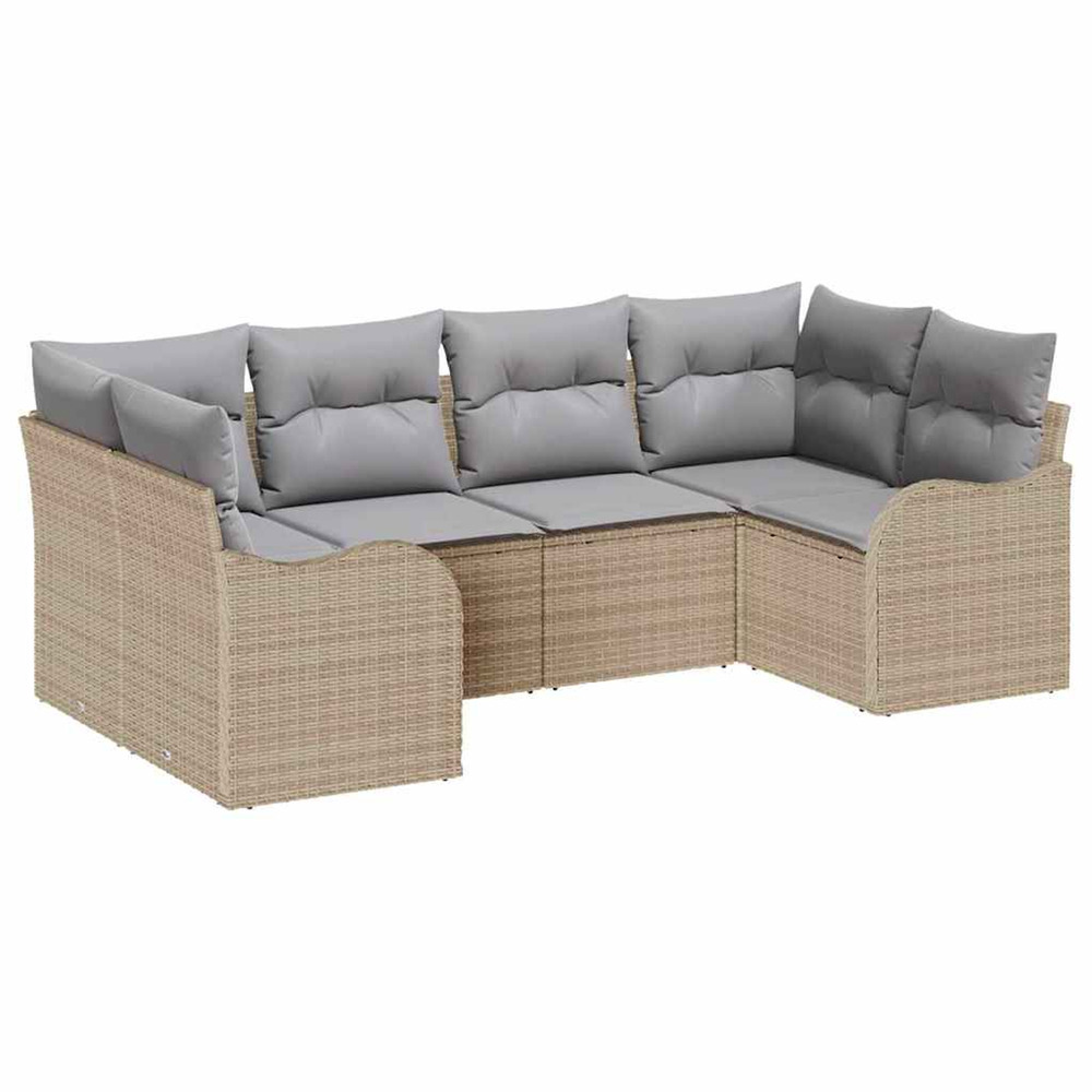 Ensemble de canapé de jardin 6 pcs beige poly rotin
