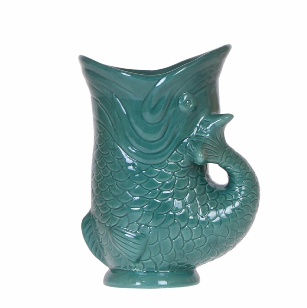 Pot décoratif céramique fish - vert