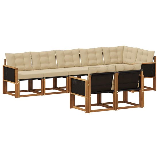 Ensemble de canapés d'extérieur 8 pc naturel et beige