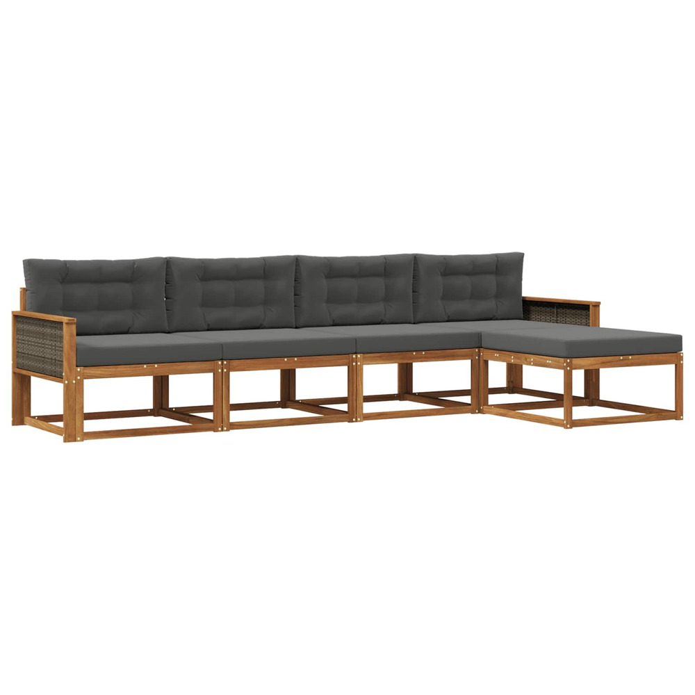 Ensemble de canapés d'extérieur 5 pcs naturel et anthracite