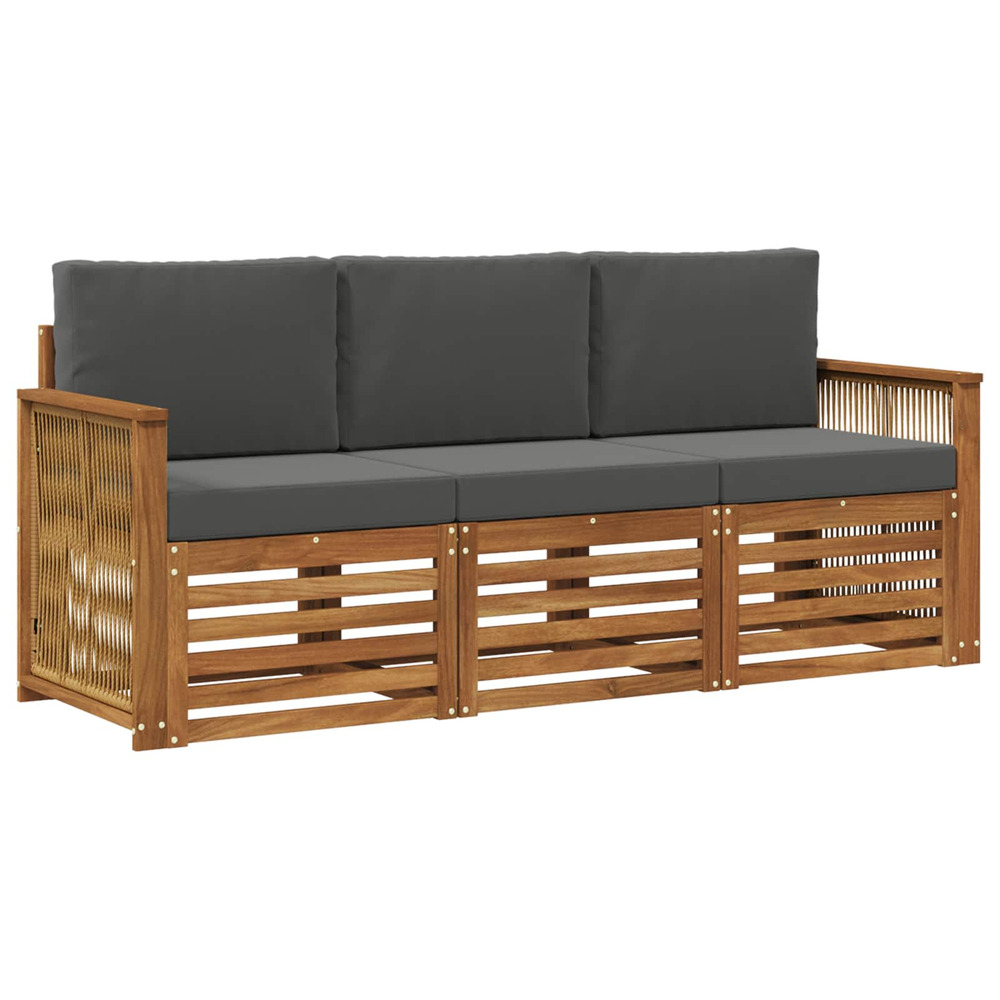Ensembles de canapés avec coussin 3 pcs bois d'acacia massif