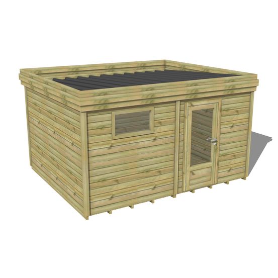 Abri de jardin bois pin traité autoclave 27mm - 4,695x3,44m / 16m2 - bac acier - plancher bois