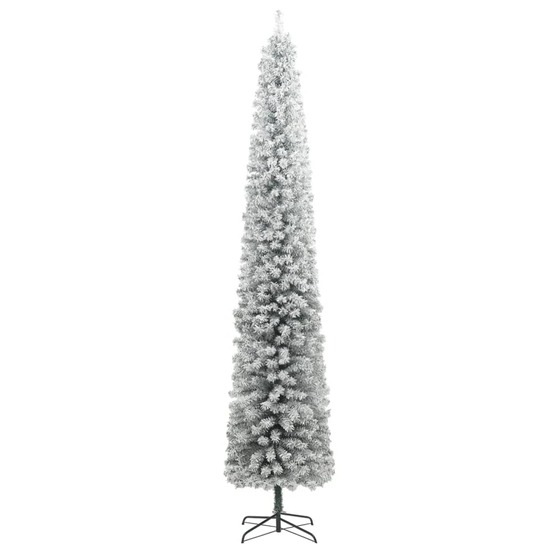 Sapin de noël mince avec support et flocon de neige 270 cm pvc