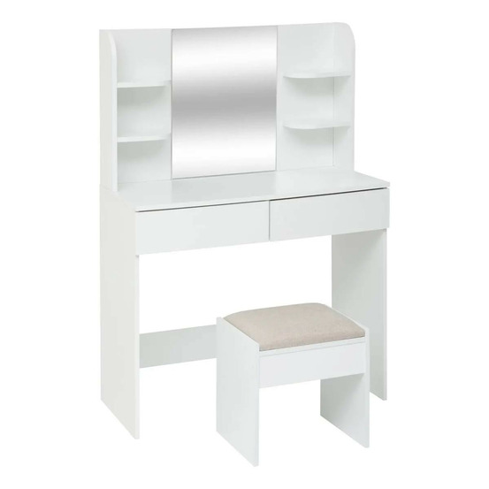 Coiffeuse 2 tiroirs avec tabouret