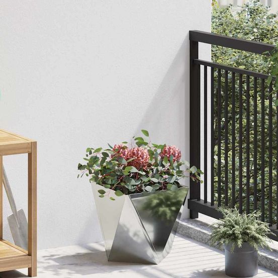 Jardinière acier galvanisé pour jardin terrasse argent 30x30 cm