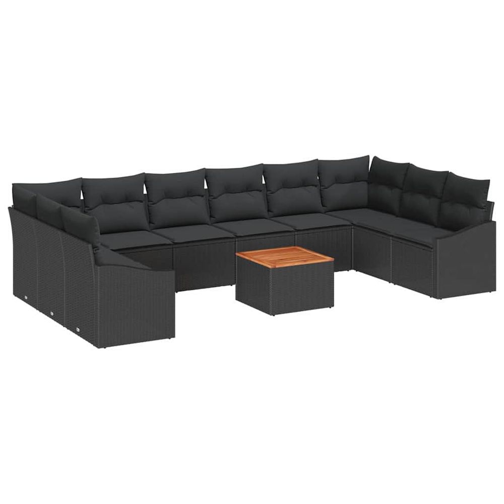 Ensemble de canapé de jardin 11 pc noir polyrotin