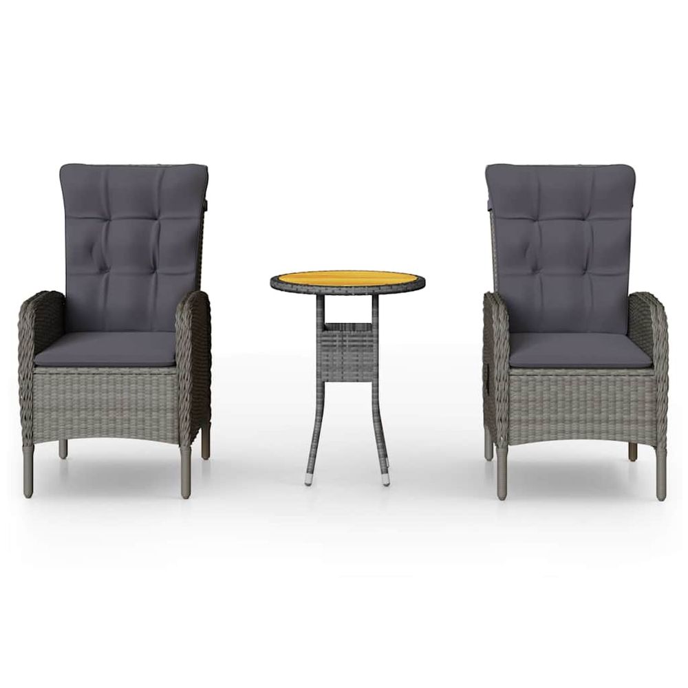 Ensemble de bistro de jardin 3 pcs résine tressée gris