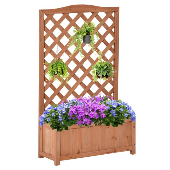 Jardinière avec treillis en bois pour plantes grimpantes bac à fleurs pour balcon 70x28x117 cm marron