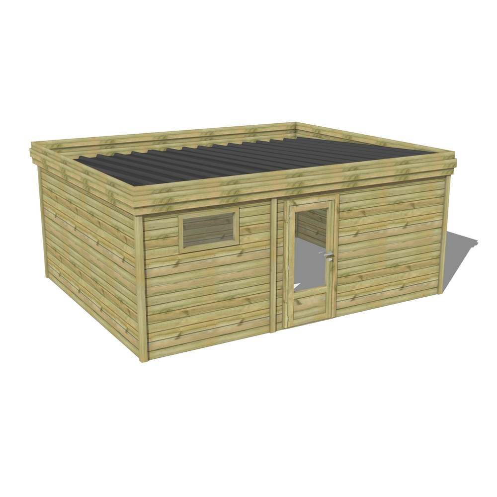 Abri de jardin bois pin traité autoclave 27mm - 5,99x4,34m / 26m2 - bac acier - abri français