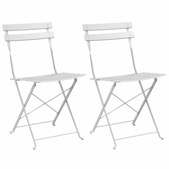 Chaise de jardin pliante 2 pcs blanc 42 x 46 x 82cm acier