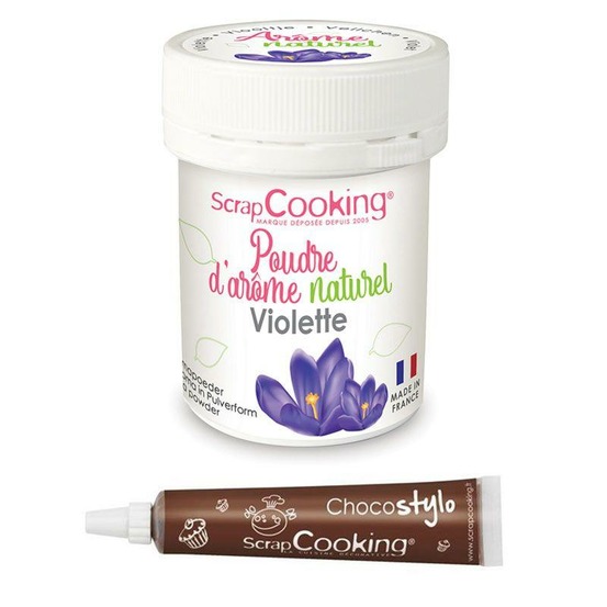 Arôme alimentaire naturel en poudre violette + stylo chocolat
