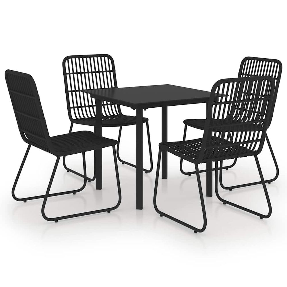 Ensemble à manger d'extérieur 5 pcs résine tressée et verre