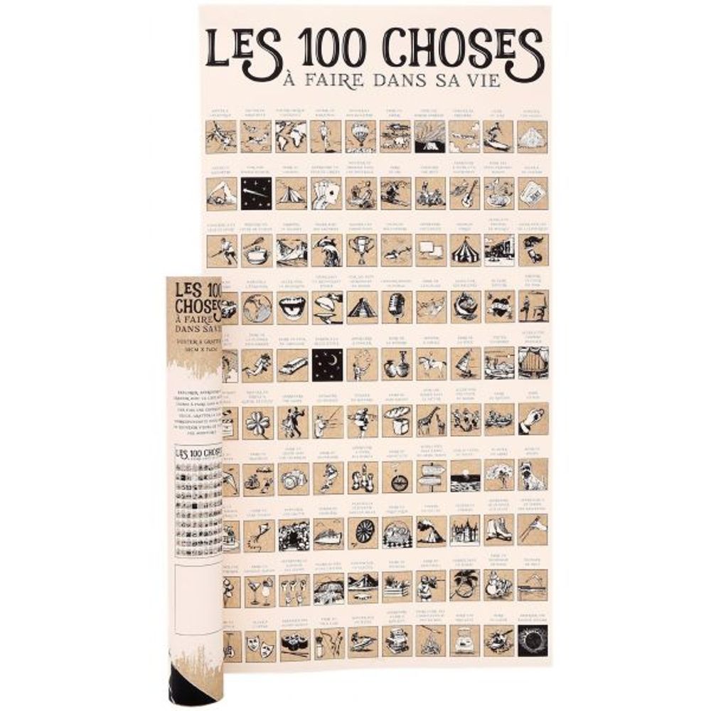 Poster à gratter les 100 choses à faire dans sa vie