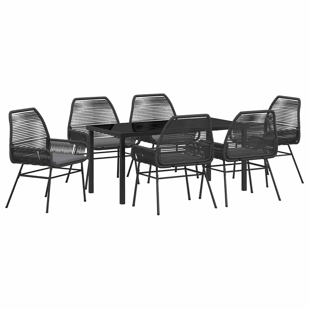Ensemble de salle à manger pour jardin 7 pcs noir polyrotin