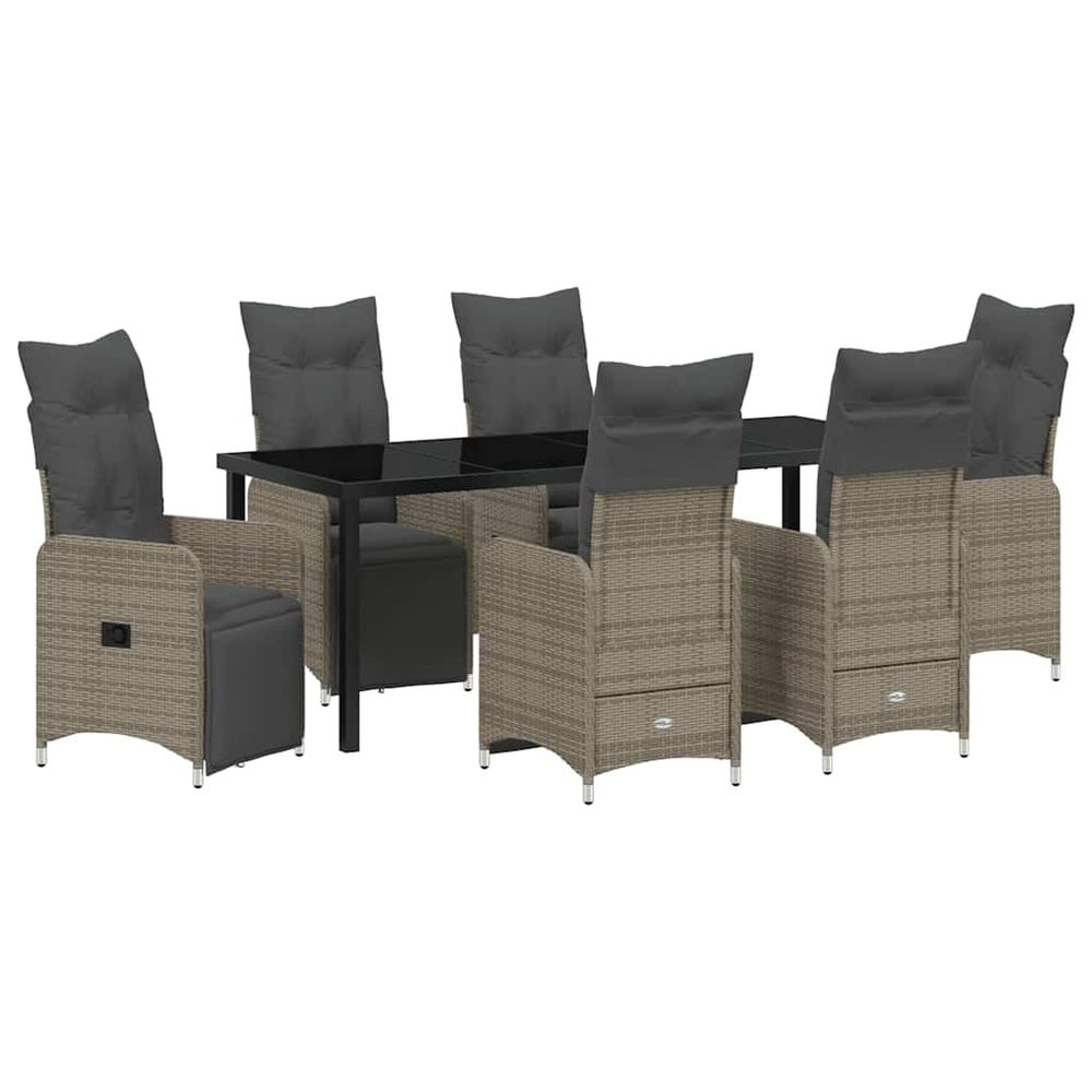 Ensemble de salle à manger pour jardin 7 pc beige polyrotin