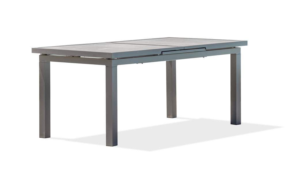Table de jardin venise en aluminium anthracite plateau céramique gris