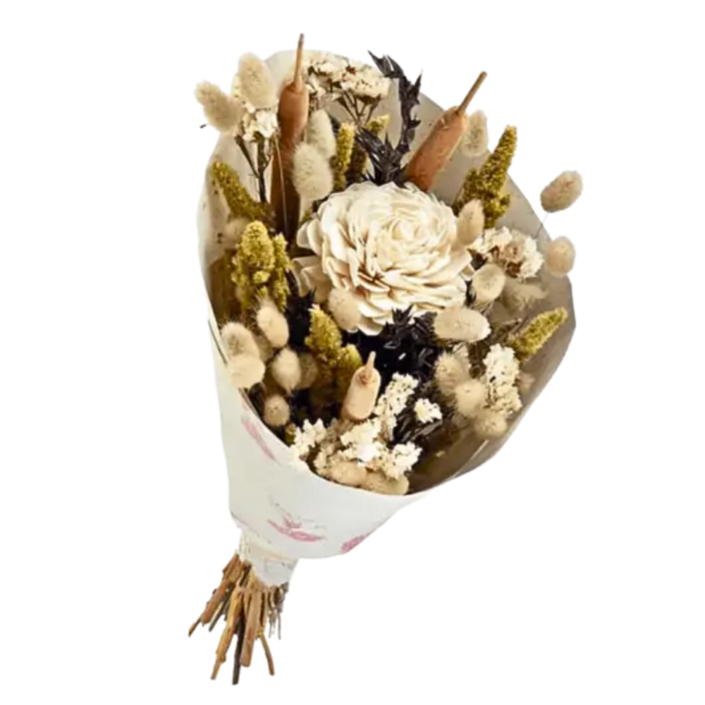 Bouquet de fleurs séchées grand format champagne 50 cm