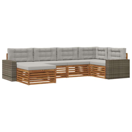 Ensemble de canapés d'extérieur 6 pc naturel et gris clair