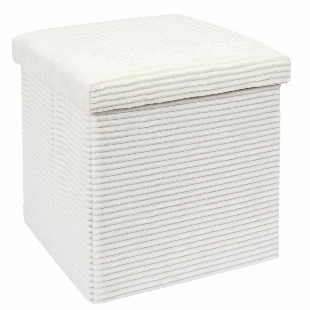 Pouf de rangement pliable effet côtelé