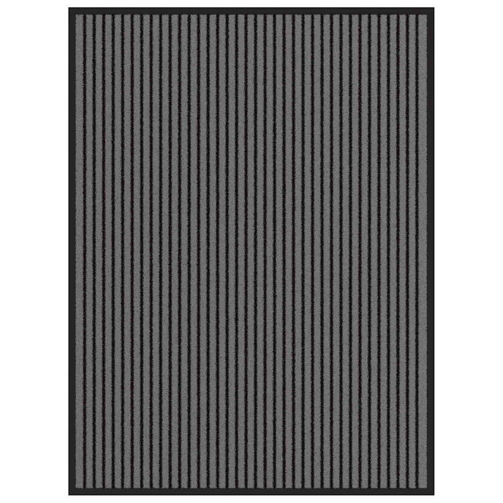 Paillasson noir et gris à rayures 90x120 cm