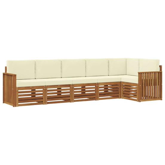 Ensemble de canapé d'angle avec coussin 6 pcs naturel et crème