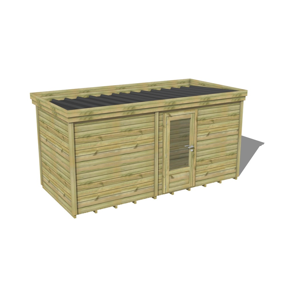 Abri de jardin bois pin traité autoclave 27mm - 4,69x2,14m / 10m2 - bac acier - plancher bois