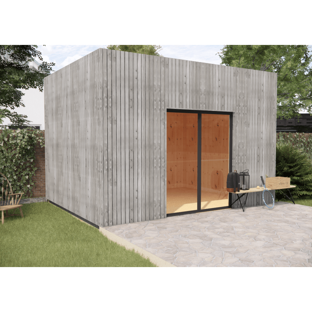 Studio de jardin re2020 en bois 4,4 x 3,5 x 3,2 m / isolation re2020 / menuiseries alu k-line