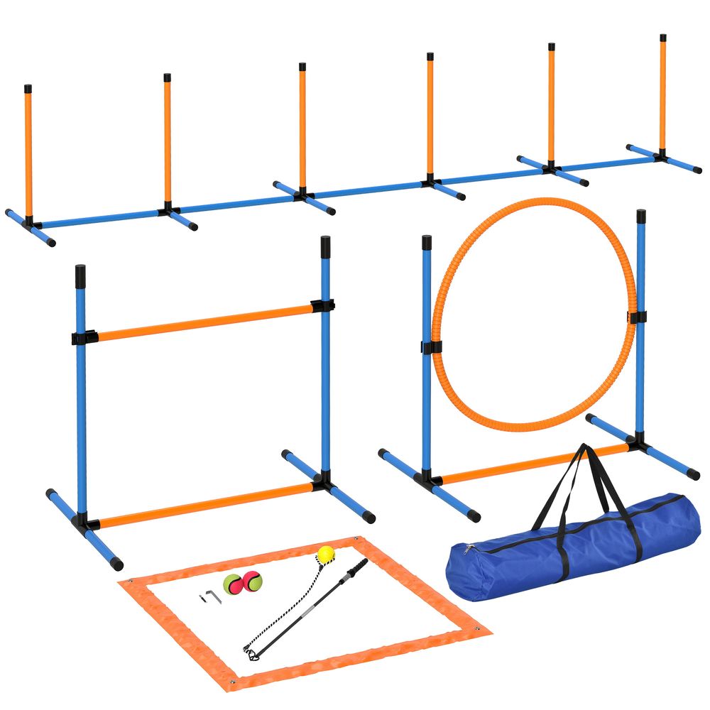 Kit agilité chien 7 pièces avec haie anneau slalom réglables et sac pour jardin - comfortxl outdoor living
