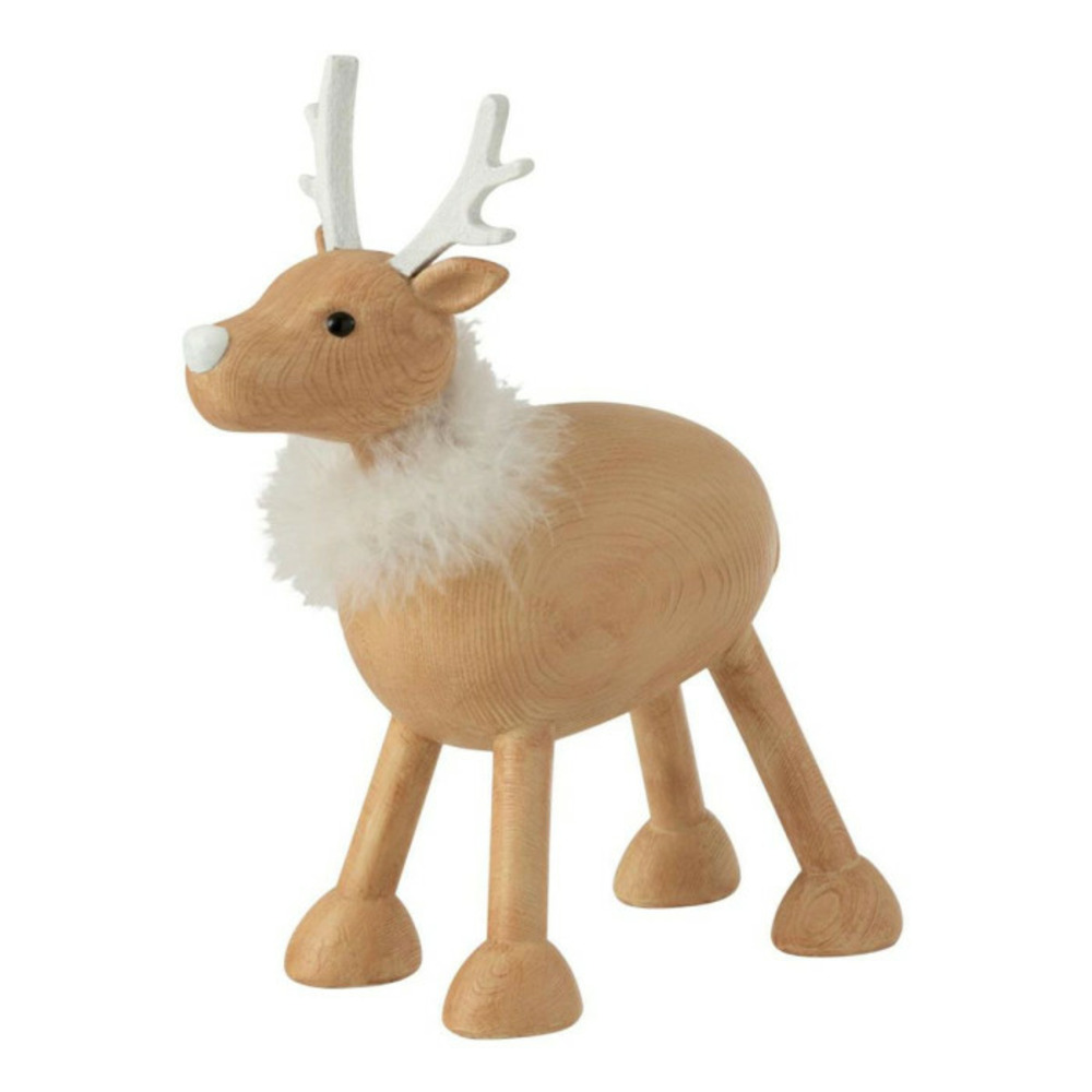 Statuette déco renne fourrure 28cm naturel