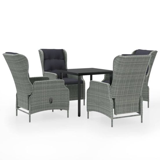 Ensemble à manger de jardin 5 pcs gris clair