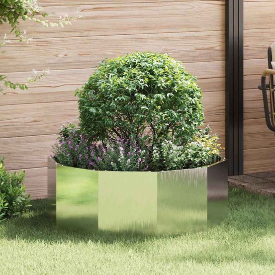 Jardinière ronde inox pour balcon design argent 90x90x35 cm