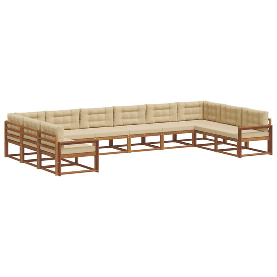 Ensemble de canapés d'extérieur 10 pcs naturel et beige