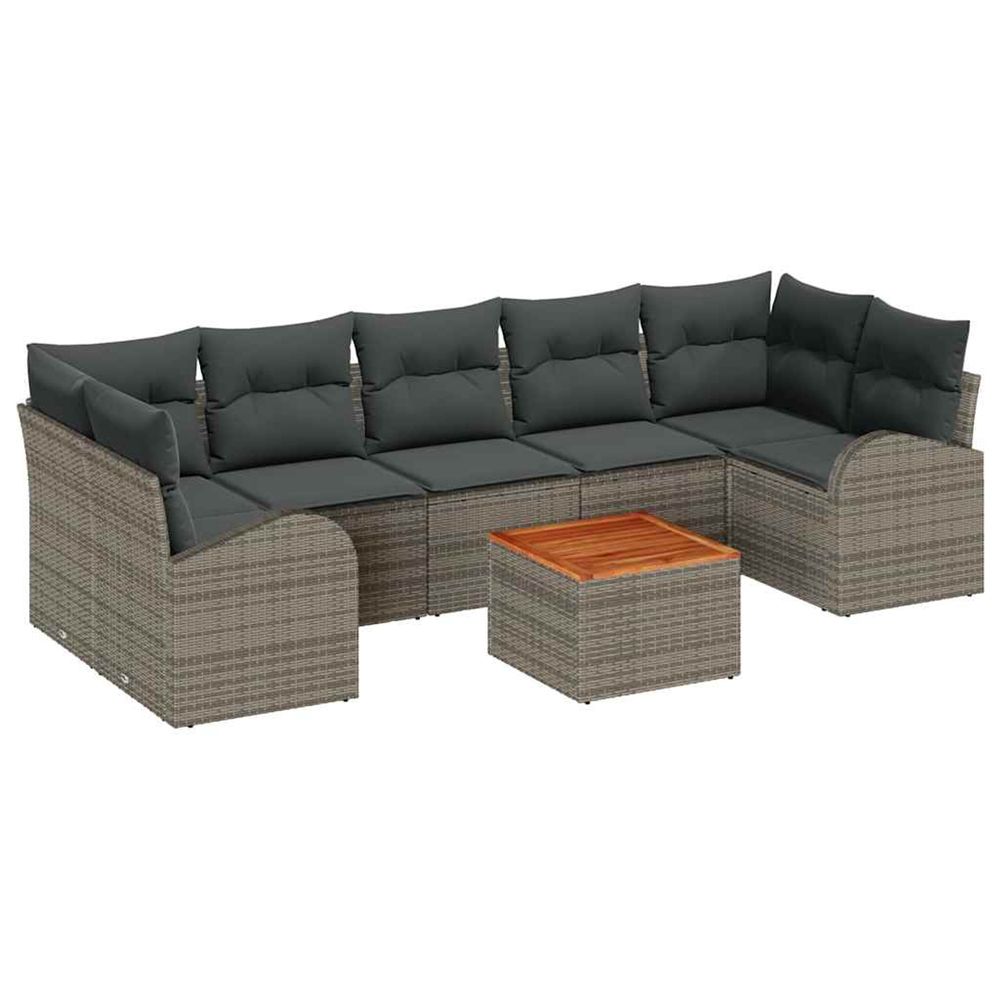 Ensemble de canapé de jardin 8 pc gris polyrotin