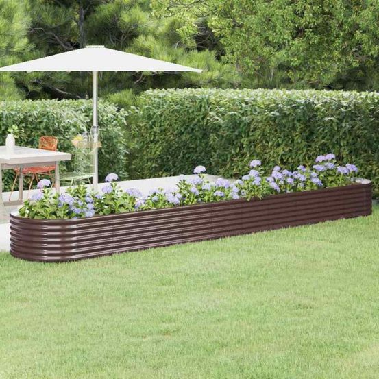 Potager surélevée acier galvanisé jardin marron 440x80x36 cm