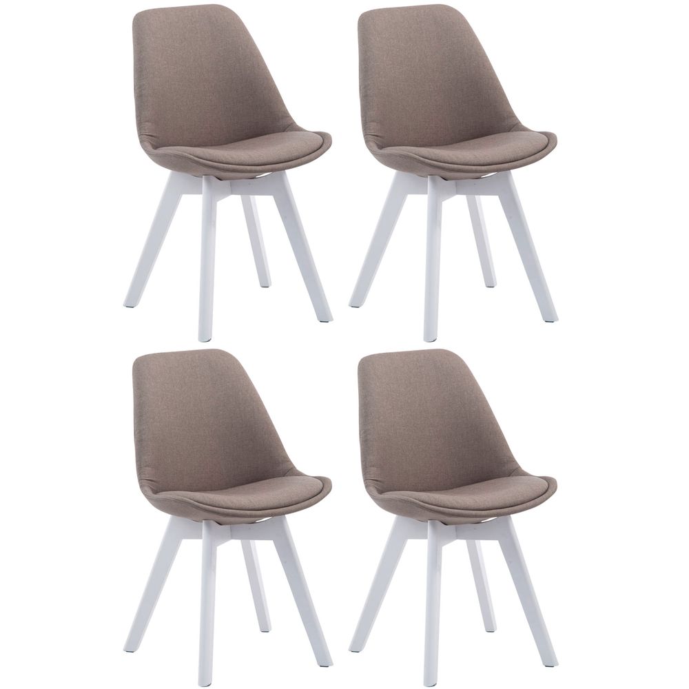 Lot de 4 chaises visiteur borneo v2 tissu blanc