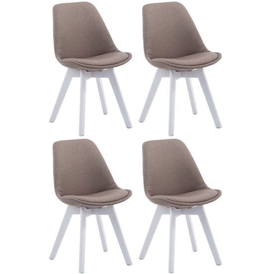 Lot de 4 chaises visiteur borneo v2 tissu blanc