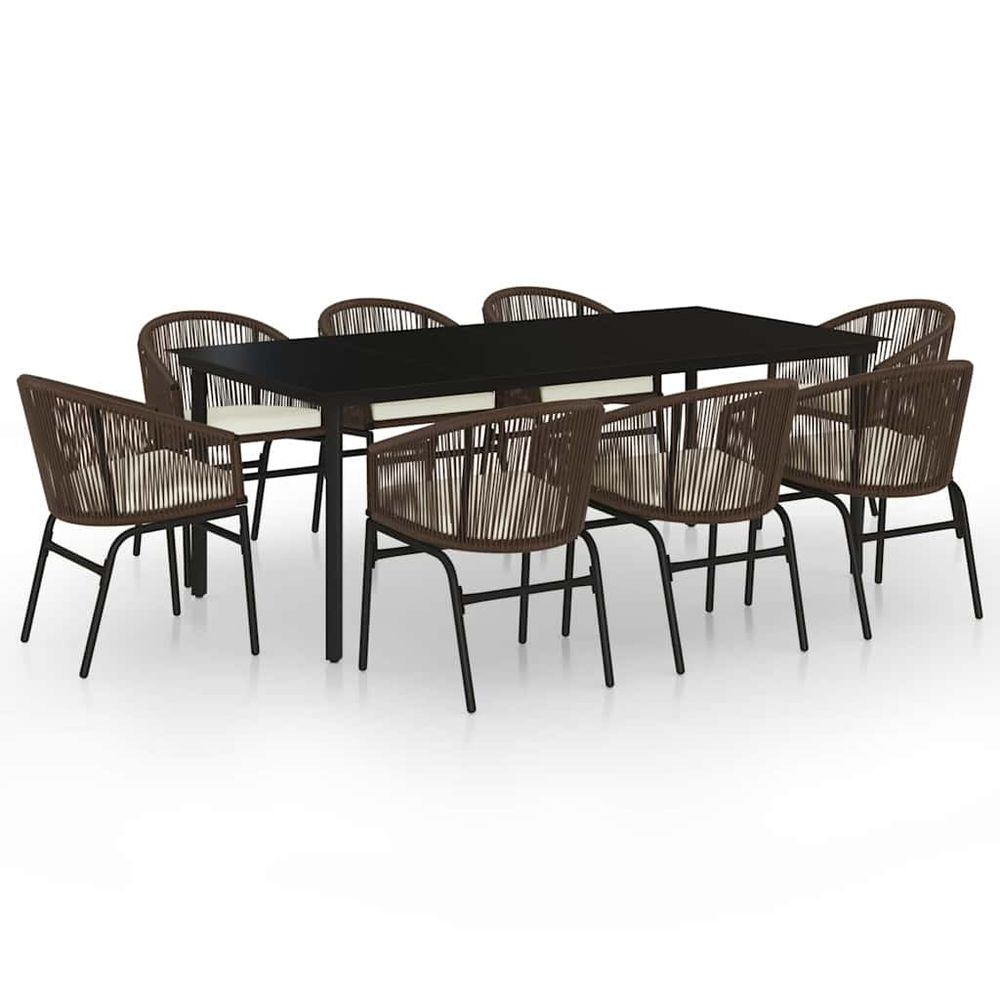 Ensemble à manger de jardin 9 pcs marron