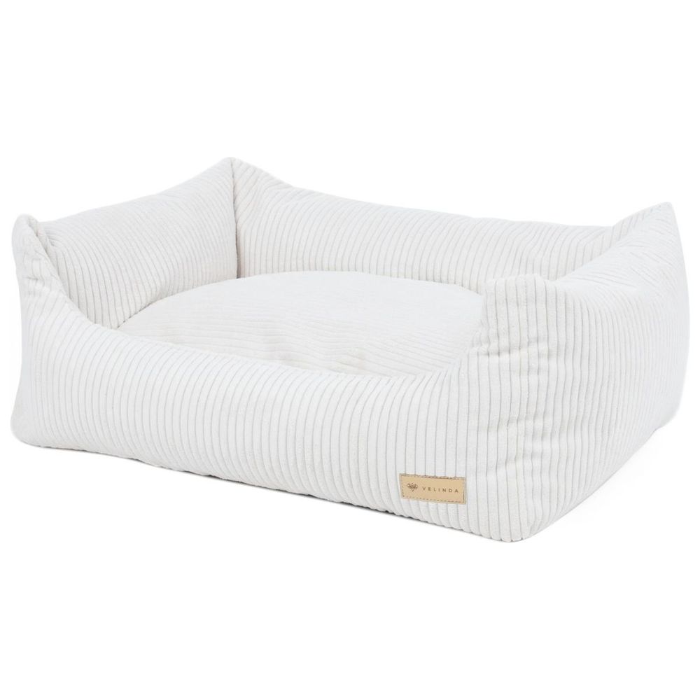 Velinda panier pour chien et chat avec oreiller amovible 80 x 60 — crème-b (velours côtelé)