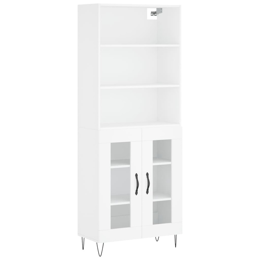 Buffet bahut commode armoire meuble de rangement organisateur cuisine salle de séjour salon haut 69,5 x 34 x 180 cm bois d'in